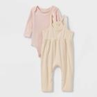 Grayson Collective Baby Girls' Ribbed Bodysuit Set - Cream Newborn