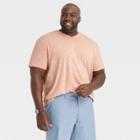 Men's Tall Pinstripe Standard Fit Short Sleeve V-neck T-shirt - Goodfellow & Co Apricot Orange/pinstripe