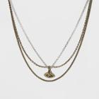 3 Row With Stones Gold Necklace (14.5) - Universal Thread Worn Gold/silver