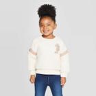 Minnie Mouse Toddler Girls' Mickey Mouse Teddy Bear Fleece Crew Sweatershirt - Off-white 5t, Girl's, Beige