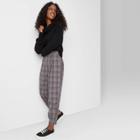 Women's High-rise Plaid Pleated Tapered Pants - Wild Fable Gray/purple