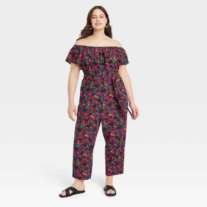 Women's Plus Size Ruffle Short Sleeve Jumpsuit - Ava & Viv X,