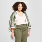 Women's Plus Size Floral Print Cocoon Kimono Jackets - A New Day Green