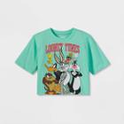 Looney Tunes Girls' Looney Toons Cropped Short Sleeve Graphic T-shirt - Green