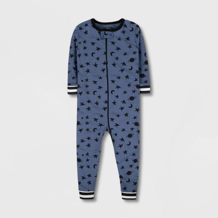 Lamaze Baby Boys' Moonlit Organic Cotton Snug Fit Footed Pajama - Blue