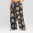 Women's Plus Size Floral Print Wide Leg Pants - Who What Wear Black X