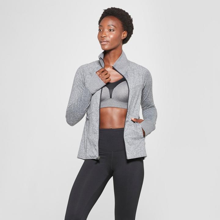 Women's Knit Full Zip Track Jacket - C9 Champion Black Heather M, Size: Medium, Black Grey