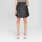 Women's Denim Mini Skirt With Tie Waist - K By Kersh Black