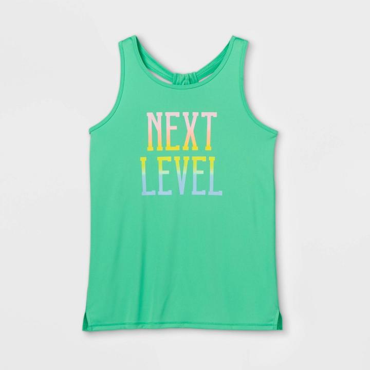 Girls' 'next Level' Graphic Tank Top - All In Motion Green