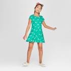 Girls' Short Sleeve Unicorn Print A Line Dress - Cat & Jack Green