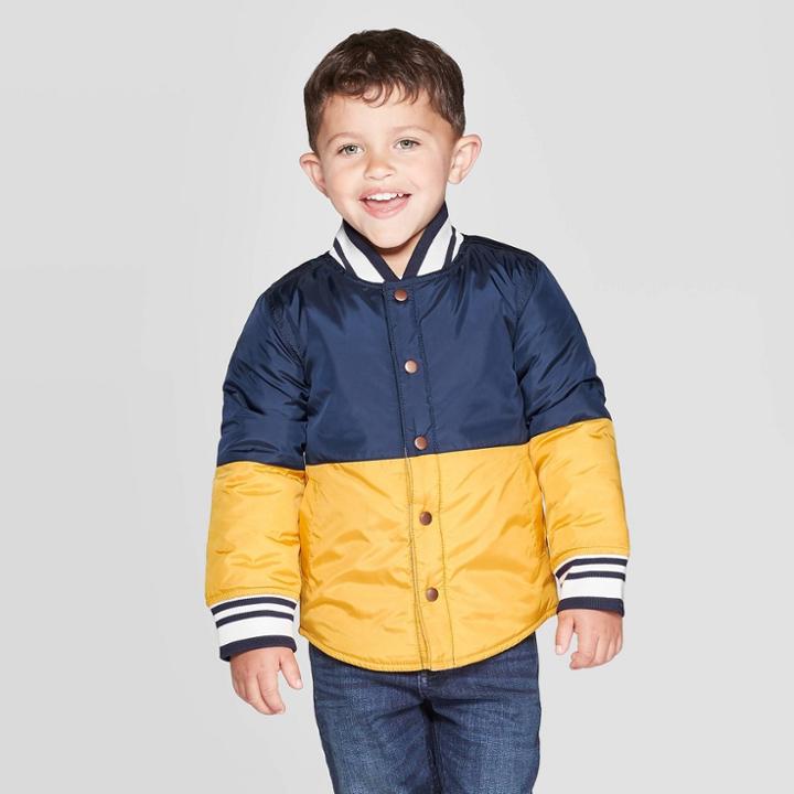 Toddler Boys' Reversible Colorblock Windbreaker - Cat & Jack Navy/yellow