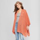 Women's Open Knit Duster Poncho Sweater - Universal Thread Rust (red)