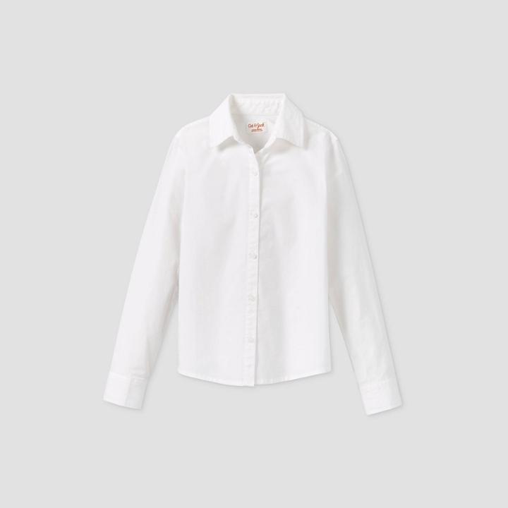 Toddler Girls' Stretch Long Sleeve Uniform Woven Blouse - Cat & Jack White