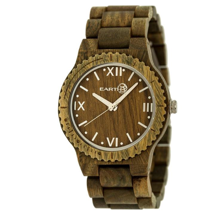 Earth Wood Goods Earth Wood Men's Bighorn Eco - Friendly Sustainable Wood Bracelet Watch - Olive, Olive Tree