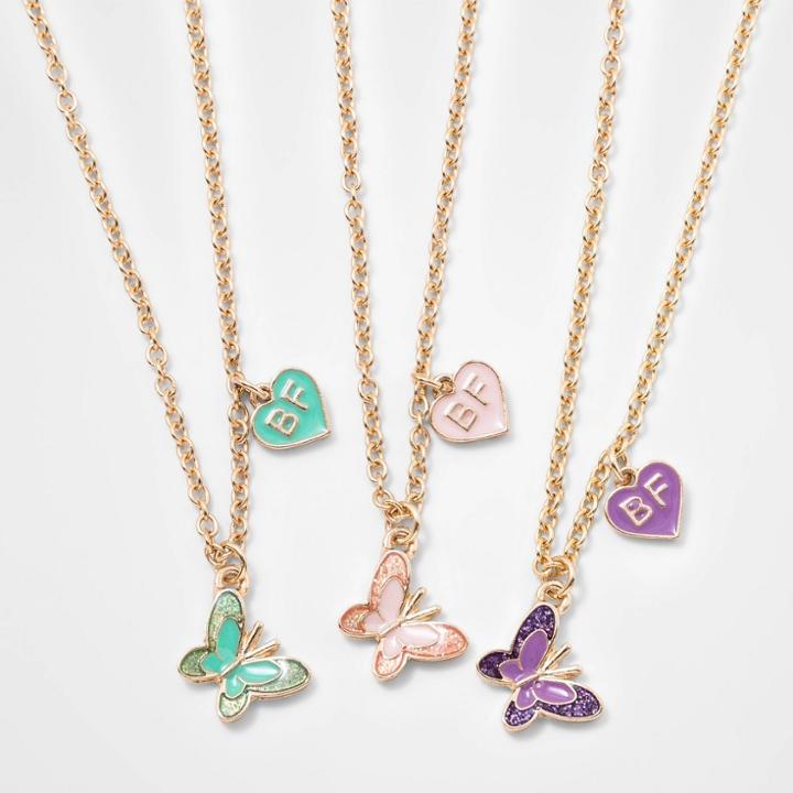 Girls' 3pk Butterfly Bff Necklace Set - Cat & Jack,