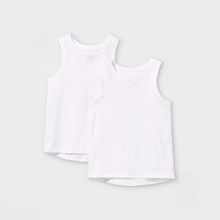 Toddler Girls' 2pk Tank Top - Cat & Jack White