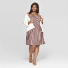 Women's Plus Size Striped Sleeveless V-neck Knit Dress - Universal Thread Burgundy
