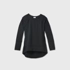 Women's Long Sleeve Lace Detail Knit Top - Knox Rose Black