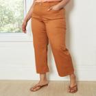 Women's Plus Size High-rise Wide Leg Ankle Length Chino Pants - Ava & Viv Orange