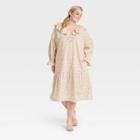 Women's Plus Size Balloon Long Sleeve Dress - Who What Wear Cream Floral 1x, Ivory Floral