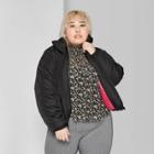Women's Plus Size Long Sleeve Zip-up Puffer Jacket - Wild Fable Black
