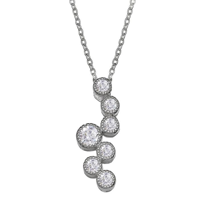 Target Women's Cluster Pendant In Sterling Silver With Round Cubic Zirconias