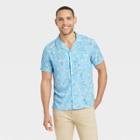 Men's Short Sleeve Button-down Camp Shirt - Goodfellow & Co Turquoise Blue