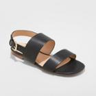Women's Sabrina Two Band Buckle Slide Sandals - A New Day Black