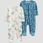 Baby Girls' 2pk Floral Sleep N' Play - Just One You Made By Carter's Off-white/blue Newborn