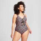 Costa Del Sol Women's Plus Size Lace-up Tassle One Piece - Black X