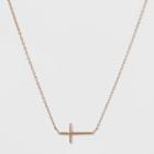 Target Sterling Silver Horizontal Cross Station Necklace - Rose Gold, Girl's