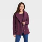 Women's Fleece Shawl Collar Jacket - Knox Rose Plum Purple