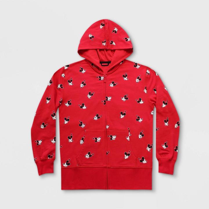 Women's Disney Minnie Mouse Zip-up Hooded Sweatshirt - Red Xs - Disney