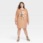 Grayson Threads Women's Plus Size Festive Teddy Bear Long Sleeve Graphic Dress - Brown