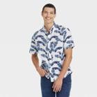 Men's Printed Slim Fit Stretch Poplin Short Sleeve Button-down Shirt - Goodfellow & Co Natural White