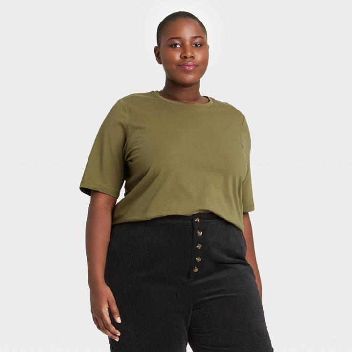 Women's Plus Size Elbow Sleeve T-shirt - Who What Wear Green