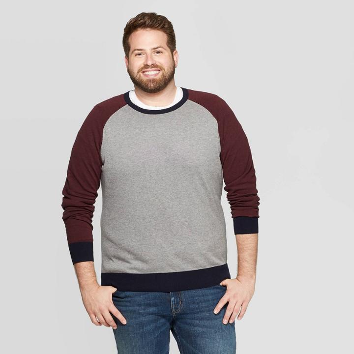 Men's Big & Tall Crew Neck Sweater - Goodfellow & Co Burgundy