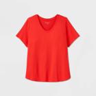 Women's Plus Size Short Sleeve Scoop Neck Relaxed T-shirt - Ava & Viv Red 2x, Women's,