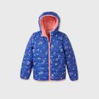 Girls' Reversible Floral Puffer Jacket - Cat & Jack Blue