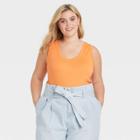Women's Plus Size Slim Fit Tank Top - A New Day Orange