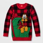 Kids' Mickey Mouse & Friends Pluto Plaid Sweater - Green/red L, Women's,