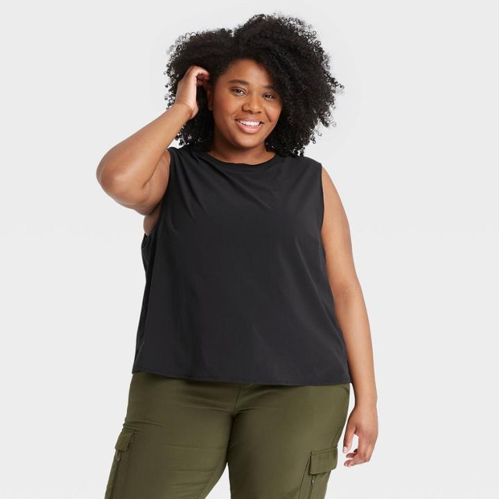 Women's Plus Size Upf Muscle Tank Top - All In Motion Black