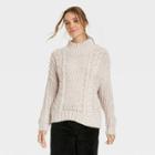 Women's Turtleneck Cable Knit Pullover Sweater - Universal Thread Cream