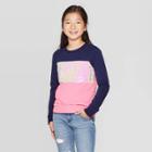 Girls' Long Sleeve Flip Sequin Pullover - Cat & Jack Navy/bright Pink S, Girl's,