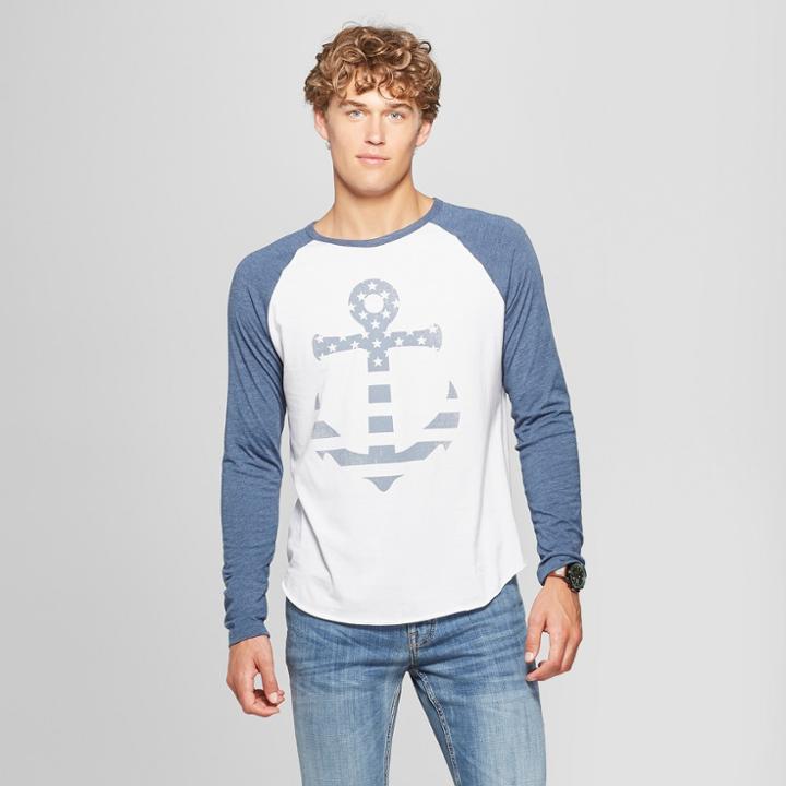 Men's Long Sleeve Anchored Usa Graphic Short Sleeve T-shirt - Awake White