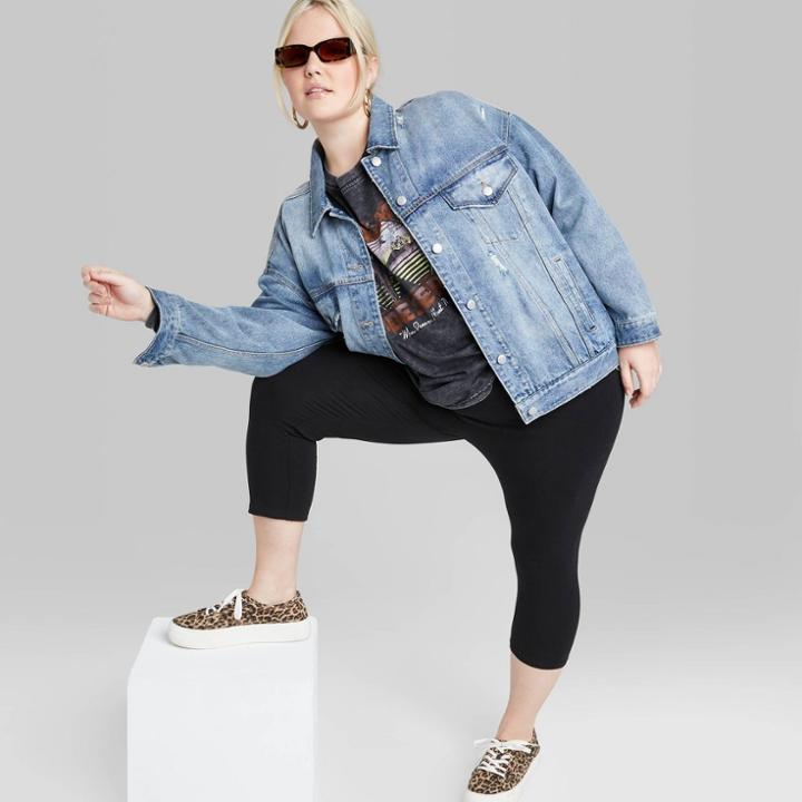Women's Plus Size High-rise Cropped Leggings - Wild Fable Black 1x, Women's,