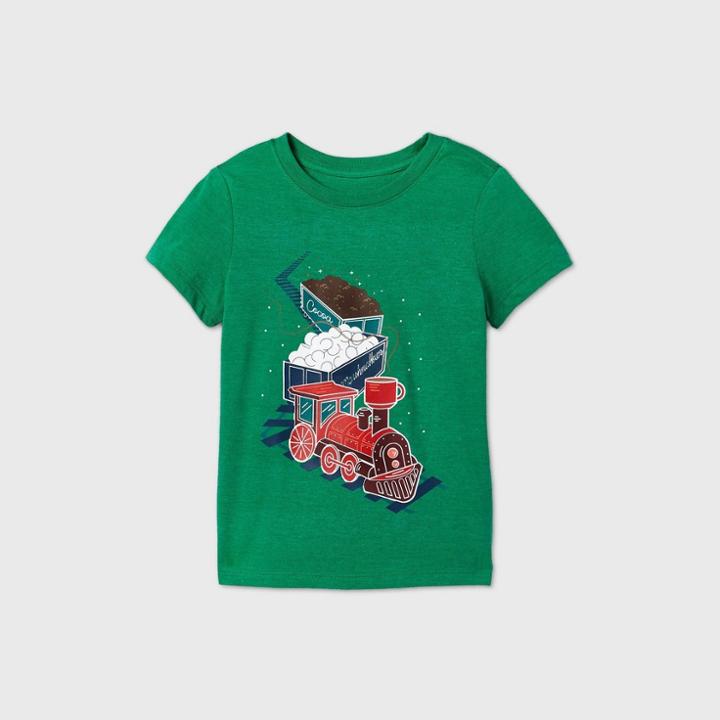 Toddler Boys' Hot Cocoa Train Graphic Short Sleeve T-shirt - Cat & Jack Green