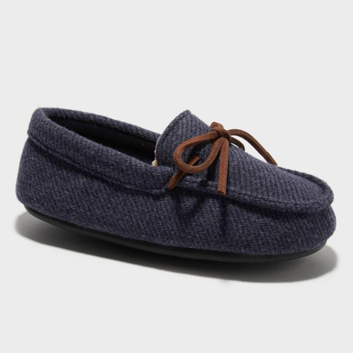 Kids' Dluxe By Dearfoams Braydon Moccasin Slippers - Blue