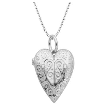 Prime Art & Jewel Sterling Silver Heart Locket With 18 Chain, Girl's