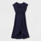 Short Sleeve Wrap Maternity Dress - Isabel Maternity By Ingrid & Isabel Navy